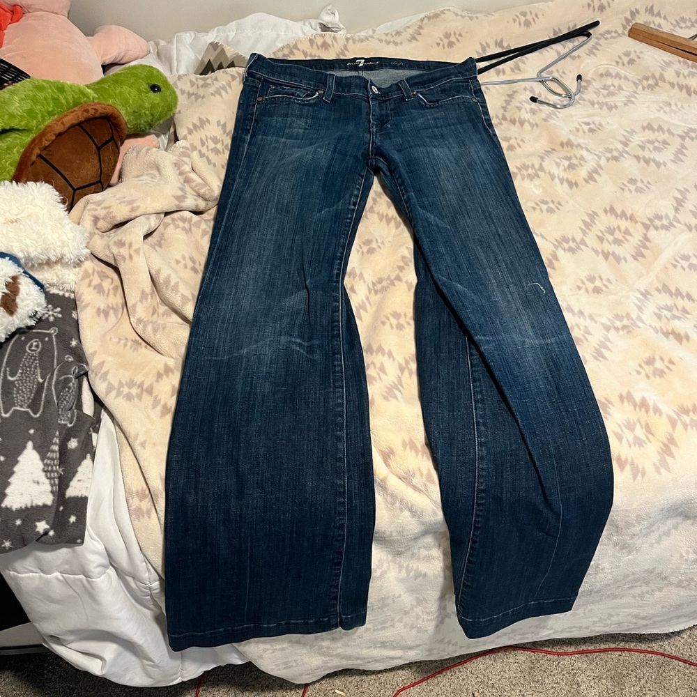 Zara Blue Flare Wide Leg Jeans